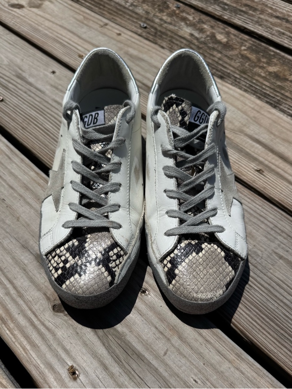 Golden Goose Superstar Snake-Print Sneakers Suede Star